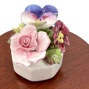 Vintage Aynsley Miniature Floral Figurine Rose and Pansy Hand Painted Fine China